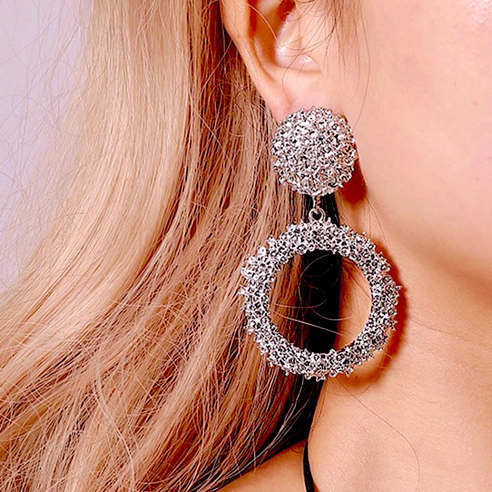 🆑10/$25🆑𝗖𝗟𝗘𝗔𝗥𝗔𝗡𝗖𝗘 Big Round Silver Dangle Earrings NEW - Picture 9 of 9